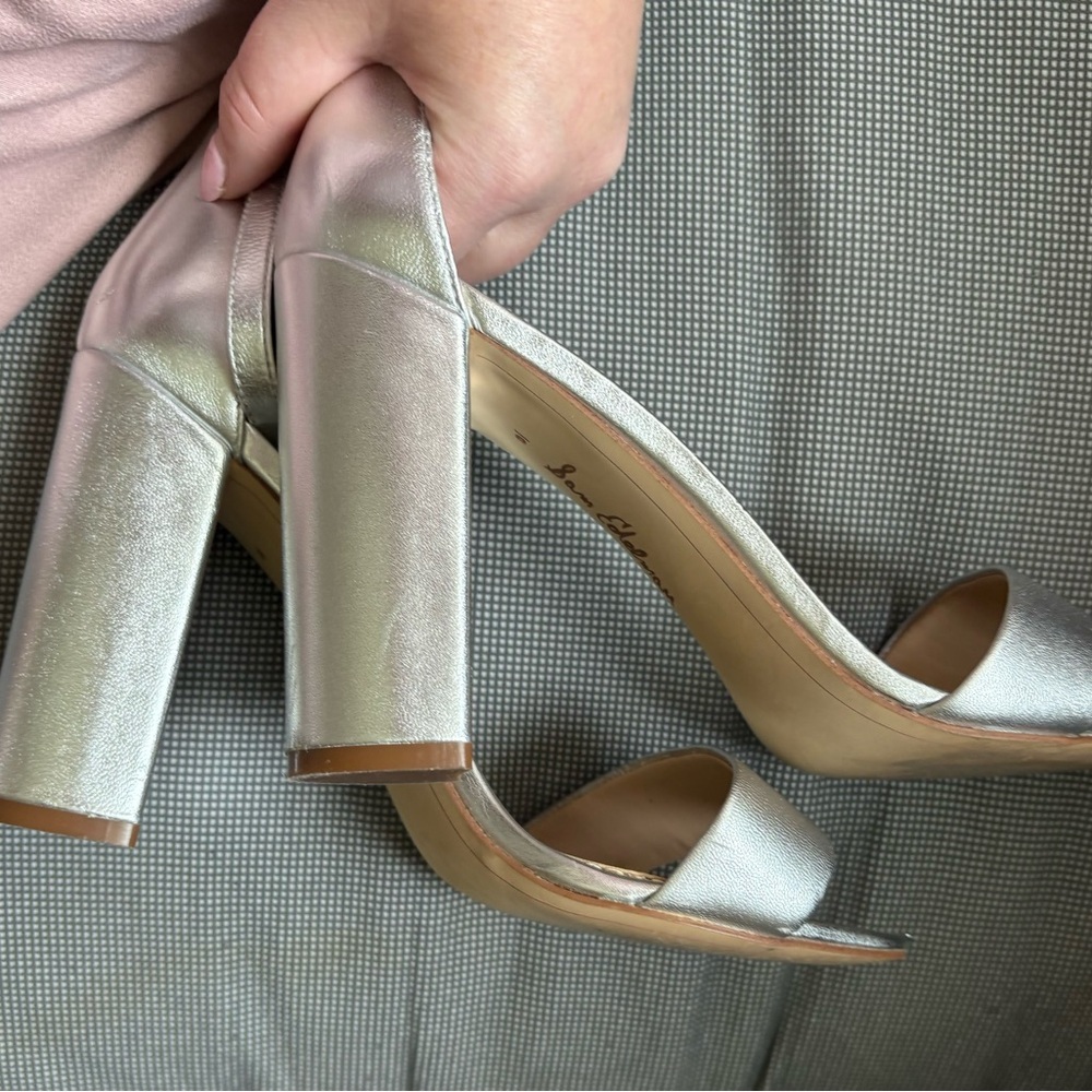 Sam Edelman Yaro Silver Block Heel Sandals - Picture 10 of 12